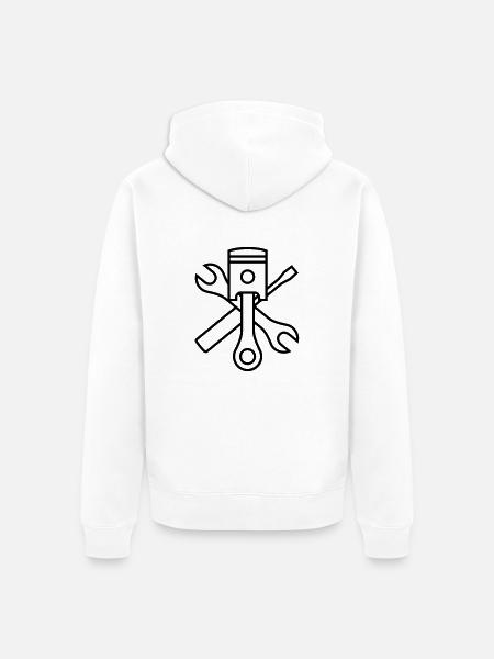 Stempel og verktøy 1c (+ teksten din) - Premium økologisk unisex-hettejakke - hvit