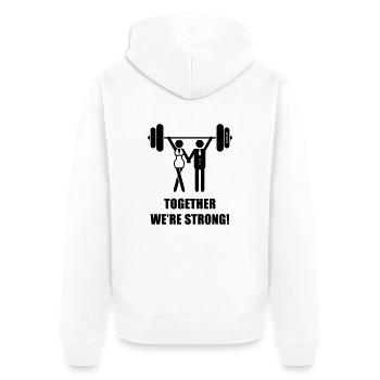 Together We're Strong! (Paar / Pärchen / Team) - Unisex Premium Bio Zip Hoodie - Weiß - Hinten - Thijin (182cm)