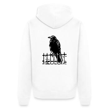 Krähenvogel auf dem Zaun (1c) - Unisex Premium Bio Zip Hoodie - Weiß - Hinten - Thijin (182cm)