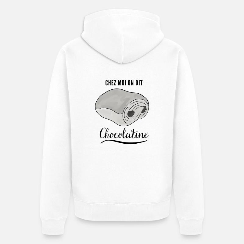 Chez moi on dit chocolatine - Veste à capuche bio Premium Unisexe - blanc