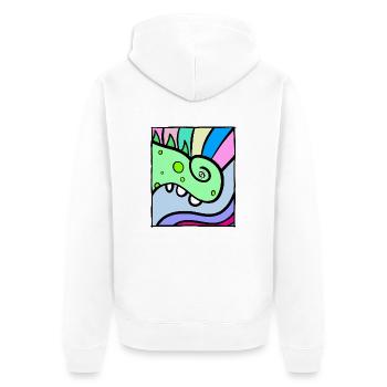 Chamäleon im Farbkasten abstrakt Phantasie - Unisex Premium Bio Zip Hoodie - Weiß - Hinten - Thijin (182cm)
