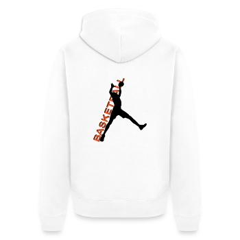 Sport. - Unisex Premium Bio Zip Hoodie - Weiß - Hinten - Thijin (182cm)