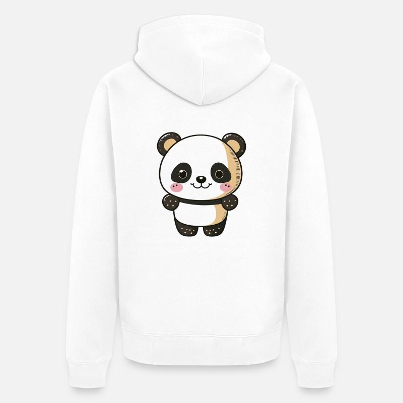 Kawaii Mignon Panda heureux - Veste à capuche bio Premium Unisexe - blanc