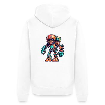 Roboter in bunt in futuristischer Rüstung - Unisex Premium Bio Zip Hoodie - Weiß - Hinten - Thijin (182cm)