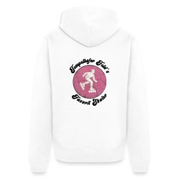 Tempelhofer Feld Skater Rollschuh - Unisex Premium Bio Zip Hoodie - Weiß - Hinten - Thijin (182cm)