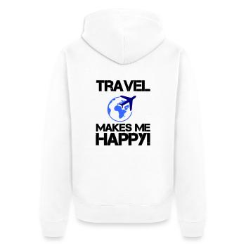 Voyagez heureux - Veste à capuche bio Premium Unisexe - blanc - Dos - Thijin (182cm)