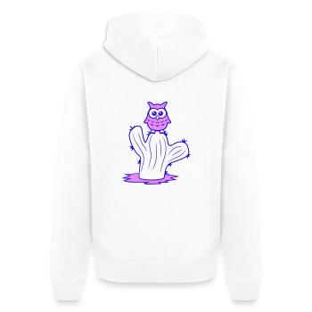 Cactus Owl Sitting Cacti Night Bird Cute Cute - Unisex Premium Organic Zip Hoodie - white - Back - Thijin (182cm)
