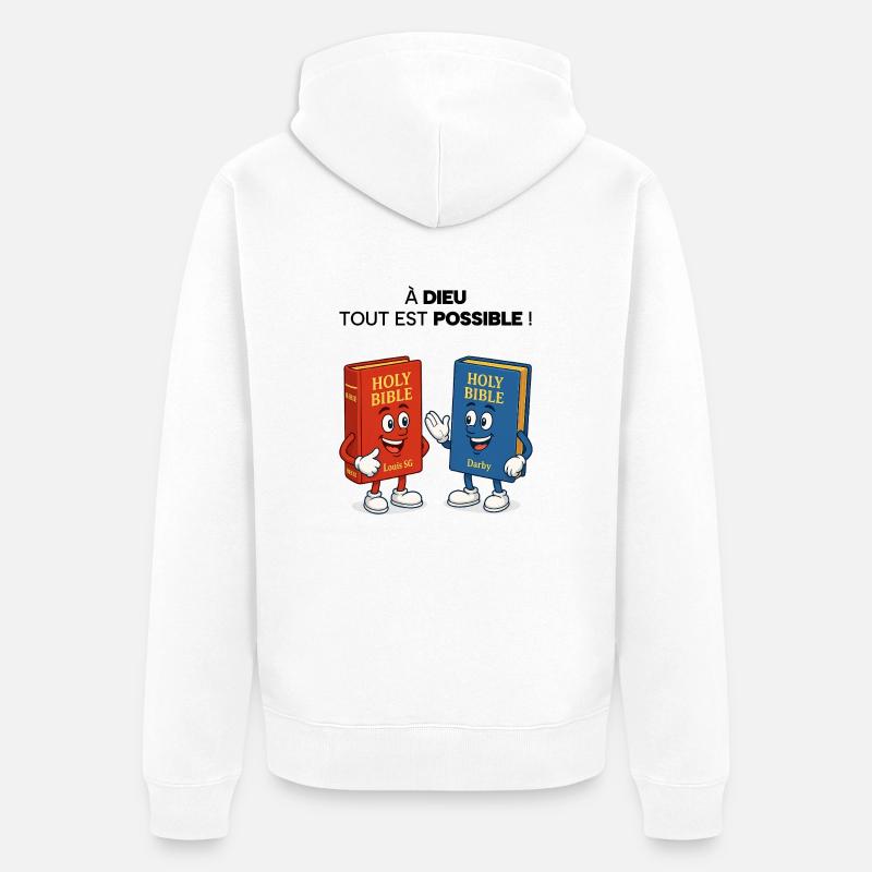Bibel T-Shirt - Unisex Premium Bio Zip Hoodie - Weiß