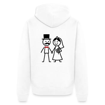 Couple de mariage Couple marié Mariage - Veste à capuche bio Premium Unisexe - blanc - Dos - Thijin (182cm)