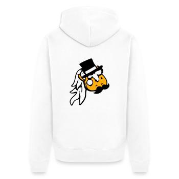 Cheval Sir Lord Rich Monocle Lunettes Chapeau haut de forme - Veste à capuche bio Premium Unisexe - blanc - Dos - Thijin (182cm)