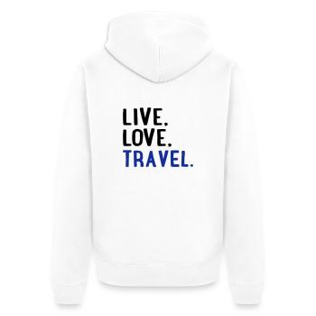 to travel - Unisex Premium Organic Zip Hoodie - white - Back - Thijin (182cm)