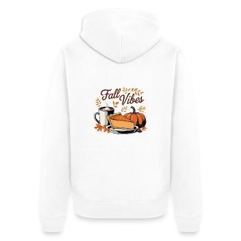 Ambiance automnale – Chocolat chaud et tarte à la citrouille - Veste à capuche bio Premium Unisexe - blanc - Dos - Thijin (182cm)