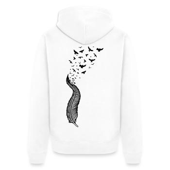 Plume et oiseaux - Veste à capuche bio Premium Unisexe - blanc - Dos - Thijin (182cm)