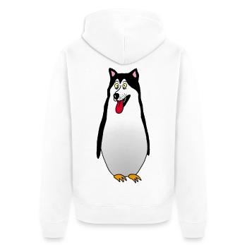 Penguin Dog - Unisex Premium Organic Zip Hoodie - white - Back - Thijin (182cm)