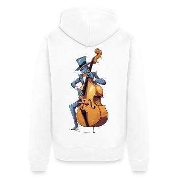 Blue Jazz-Bassmeister im Zylinder - Unisex Premium Bio Zip Hoodie - Weiß - Hinten - Thijin (182cm)