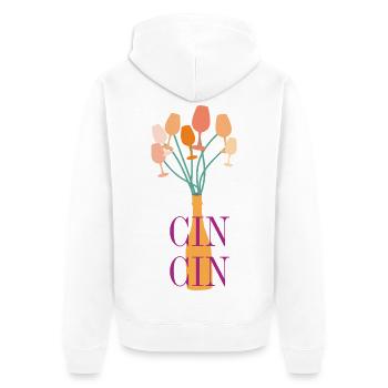 Aperitif Typography - Unisex Premium Organic Zip Hoodie - white - Back - Thijin (182cm)