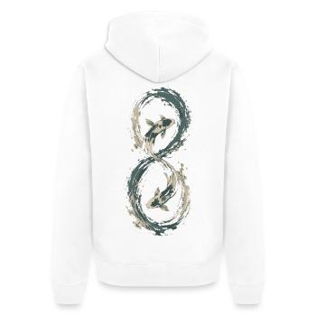Koi-Unendlichkeitsfluss - Unisex Premium Bio Zip Hoodie - Weiß - Hinten - Thijin (182cm)