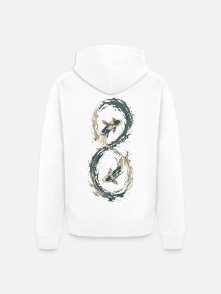 Koi-Unendlichkeitsfluss - Unisex Premium Bio Zip Hoodie - Weiß
