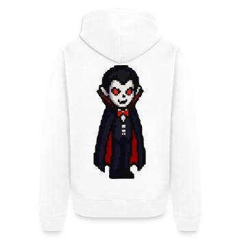 Vampirischer Cartoon Look mit Cape - Unisex Premium Bio Zip Hoodie - Weiß - Hinten - Thijin (182cm)