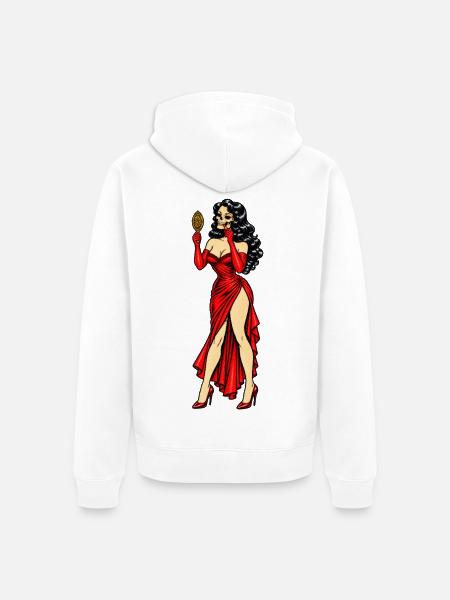 MAKABRE VANITAS REDLIPS - Unisex Premium Bio Zip Hoodie - Weiß