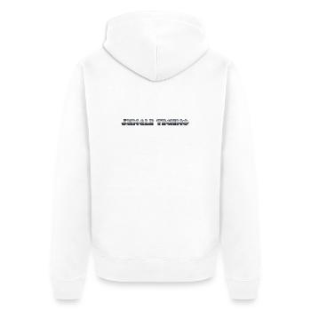 Lebendiger Dschungel-Techno-Druck - Unisex Premium Bio Zip Hoodie - Weiß - Hinten - Thijin (182cm)