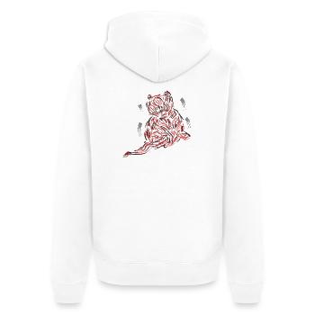 Abstrakte Katze Pinselstrich Kunst - Unisex Premium Bio Zip Hoodie - Weiß - Hinten - Thijin (182cm)
