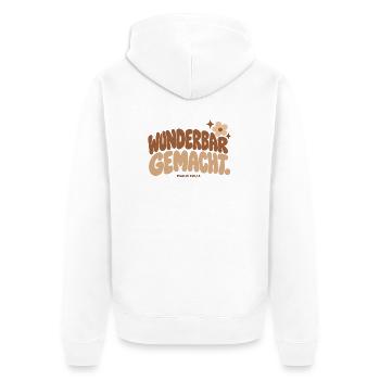 Wunderbar gemacht – Psalm 139,14 | Glaubenshirt DE - Unisex Premium Bio Zip Hoodie - Weiß - Hinten - Thijin (182cm)