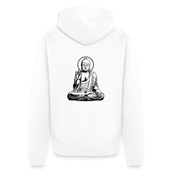 Young Buddha No.1_2c - Unisex Premium Organic Zip Hoodie - white - Back - Thijin (182cm)