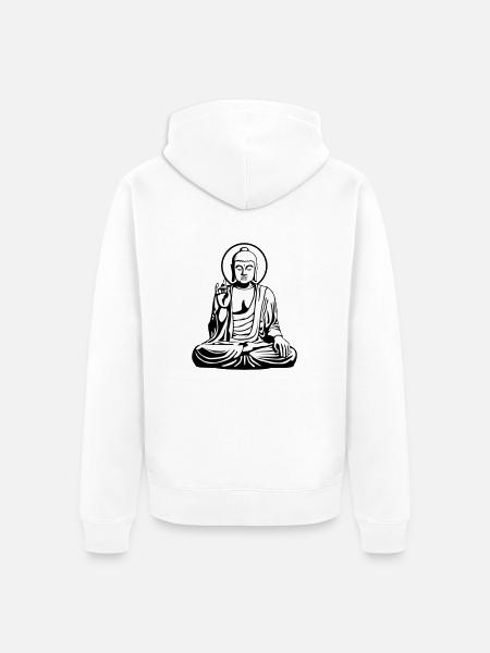 Young Buddha No.1_2c - Unisex Premium Organic Zip Hoodie - white