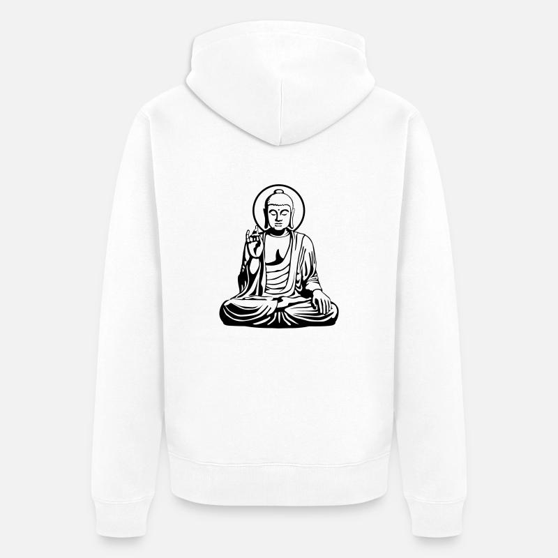 Young Buddha No.1_2c - Unisex Premium Bio Zip Hoodie - Weiß