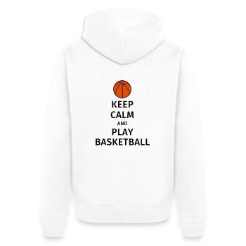 keep calm and play basketball - Unisex Premium Organic Zip Hoodie - white - Back - Thijin (182cm)