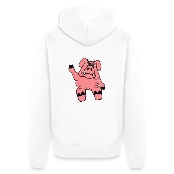 Böser Eber Winkt Lustiges Cartoon Comic Schwein - Unisex Premium Bio Zip Hoodie - Weiß - Hinten - Thijin (182cm)
