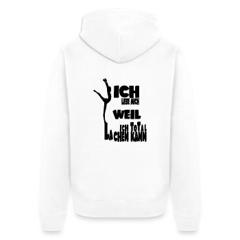 ICH KANN LACHE - Unisex Premium Bio Zip Hoodie - Weiß - Hinten - Thijin (182cm)