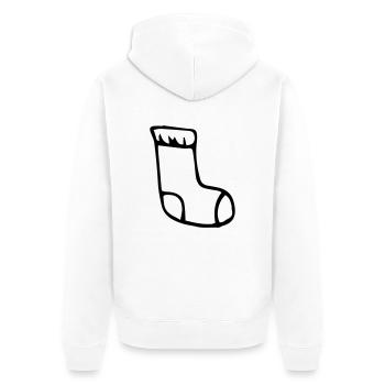 Socke, Weihnachtssocke,Strumpf,Noel,Geschenk - Unisex Premium Bio Zip Hoodie - Weiß - Hinten - Thijin (182cm)