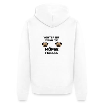 winter ist wenn die möpse frieren - Unisex Premium Bio Zip Hoodie - Weiß - Hinten - Thijin (182cm)