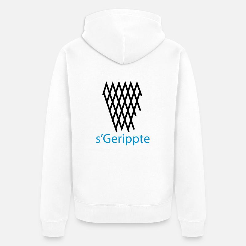 s'Gerippte Frankfurt Design #Geripptes #069 - Unisex Premium Bio Zip Hoodie - Weiß