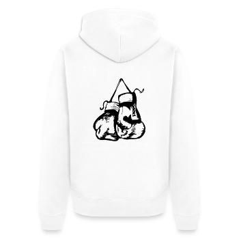Boxhandschuhe Design 2 - Unisex Premium Bio Zip Hoodie - Weiß - Hinten - Thijin (182cm)