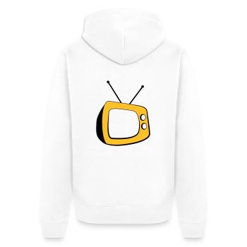 Retro TV Logo - Unisex Premium Bio Zip Hoodie - Weiß - Hinten - Thijin (182cm)