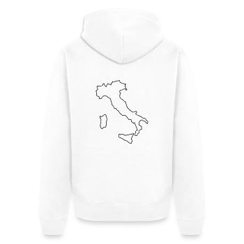 Italia - Umriss - Unisex Premium Bio Zip Hoodie - Weiß - Hinten - Thijin (182cm)