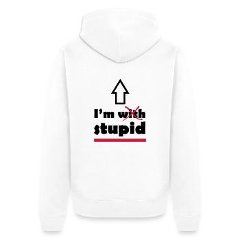 I'm with stupid - Unisex Premium Bio Zip Hoodie - Weiß - Hinten - Thijin (182cm)