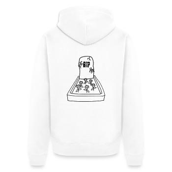 grab beet blumen friedhof tot grabstein tod gestor - Unisex Premium Bio Zip Hoodie - Weiß - Hinten - Thijin (182cm)