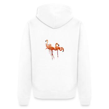 Flamingo - Unisex Premium Bio Zip Hoodie - Weiß - Hinten - Thijin (182cm)