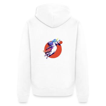 Einhorn Basketball - Unisex Premium Bio Zip Hoodie - Weiß - Hinten - Thijin (182cm)