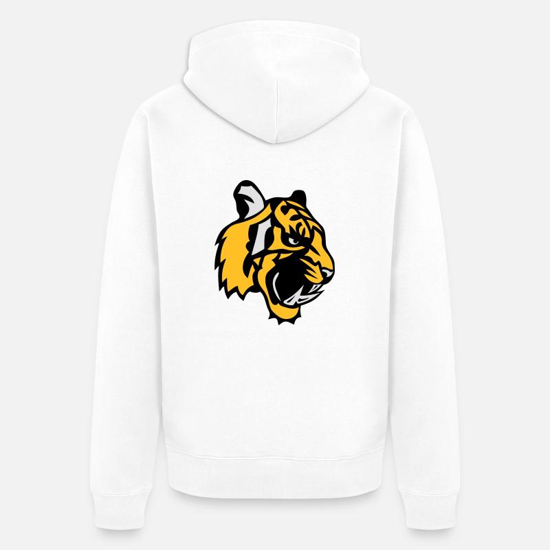 tigre face cartoon mascotte 28 - Veste à capuche bio Premium Unisexe - blanc