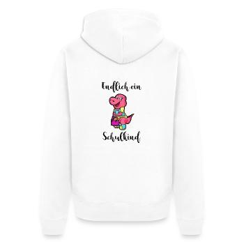Einschulung 1. Erste Klasse Dino Schulanfang - Unisex Premium Bio Zip Hoodie - Weiß - Hinten - Thijin (182cm)