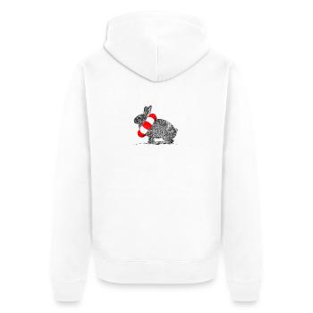 Lustiges Häschen Schwimmring Kaninchen Geschenk - Unisex Premium Bio Zip Hoodie - Weiß - Hinten - Thijin (182cm)