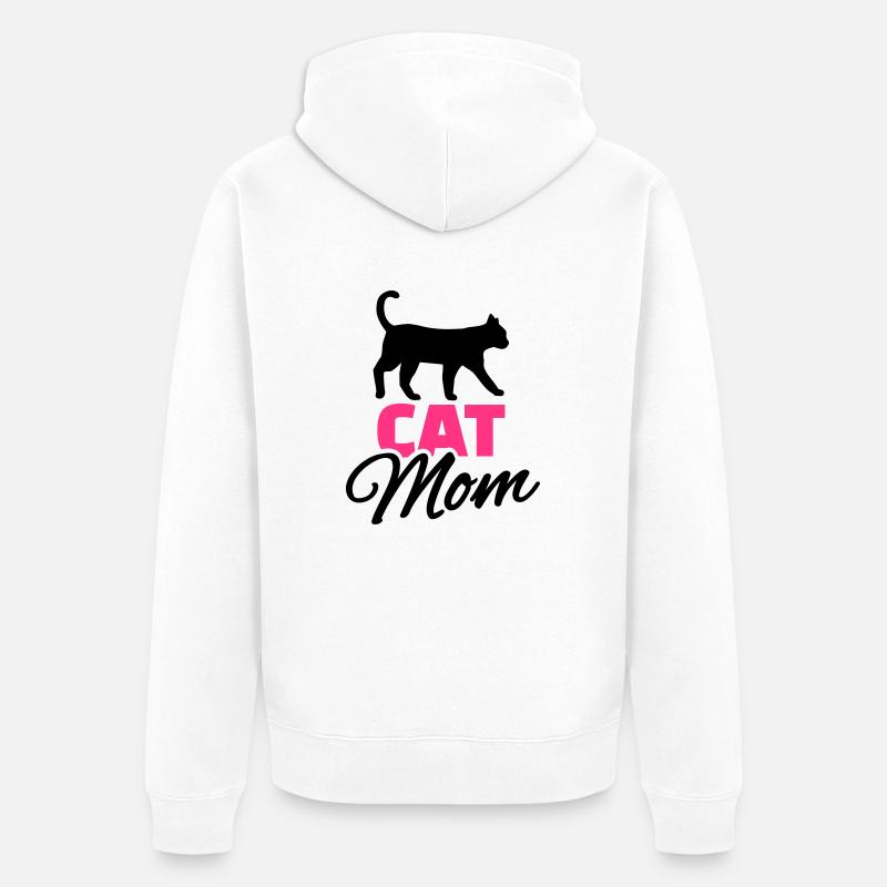 Cat Mom - Veste à capuche bio Premium Unisexe - blanc