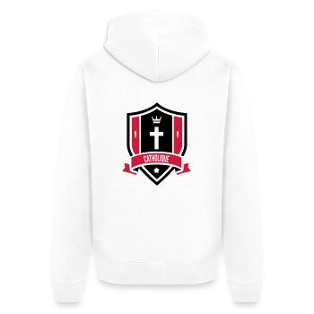 Christlich / Christ / Katholisch / Religion - Unisex Premium Bio Zip Hoodie - Weiß - Hinten - Thijin (182cm)