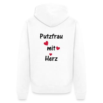 Putzfrau mit Herz - Unisex Premium Bio Zip Hoodie - Weiß - Hinten - Thijin (182cm)