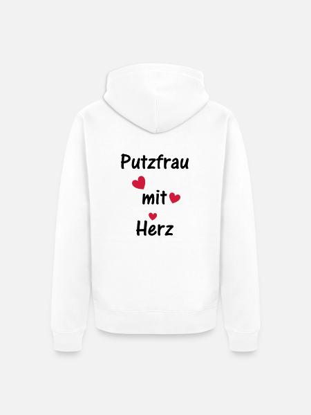 Putzfrau mit Herz - Unisex Premium Bio Zip Hoodie - Weiß